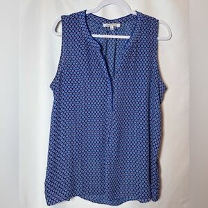 Rose + Olive Blue Floral Patterned Sleeveless Top XL